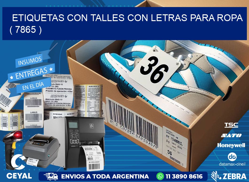 ETIQUETAS CON TALLES CON LETRAS PARA ROPA ( 7865 )