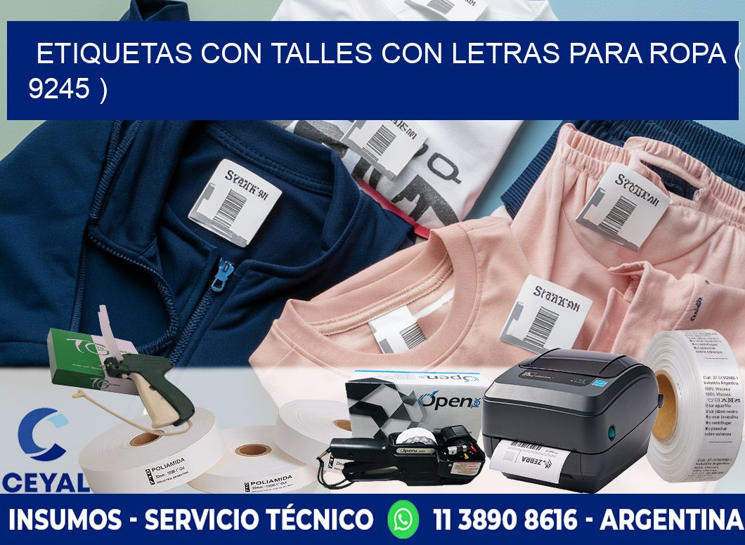 ETIQUETAS CON TALLES CON LETRAS PARA ROPA ( 9245 )