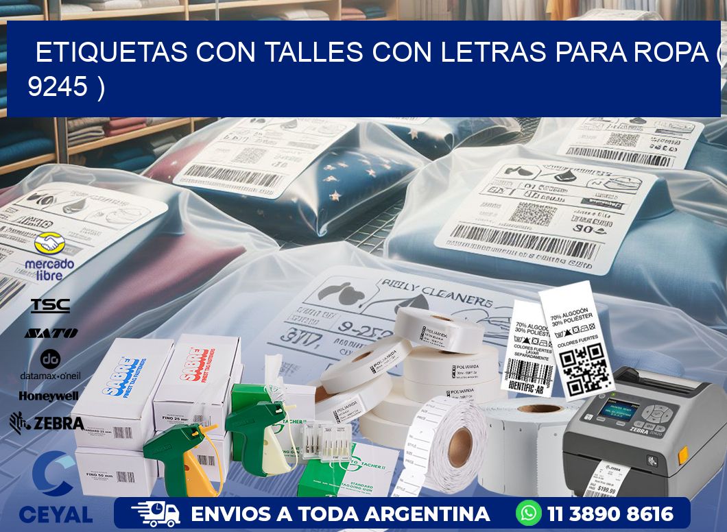 ETIQUETAS CON TALLES CON LETRAS PARA ROPA ( 9245 )