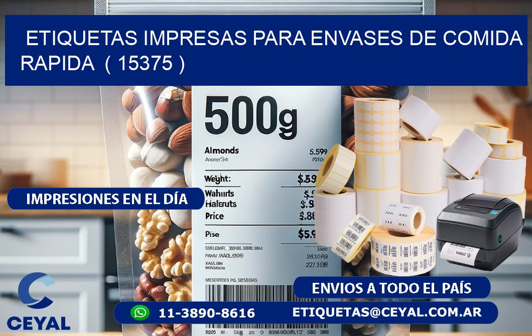 ETIQUETAS IMPRESAS PARA ENVASES DE COMIDA RAPIDA ( 15375 )