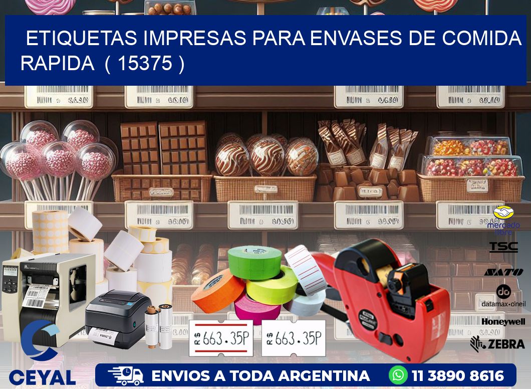 ETIQUETAS IMPRESAS PARA ENVASES DE COMIDA RAPIDA ( 15375 )