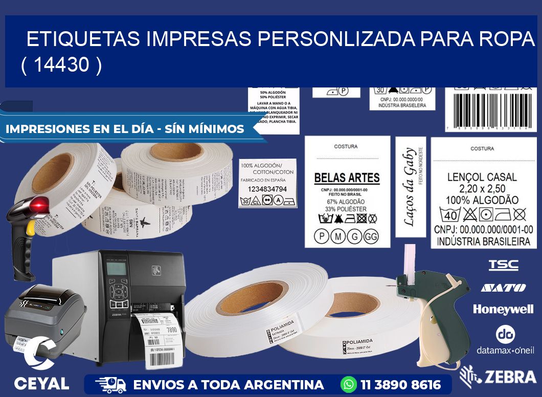 ETIQUETAS IMPRESAS PERSONLIZADA PARA ROPA ( 14430 )