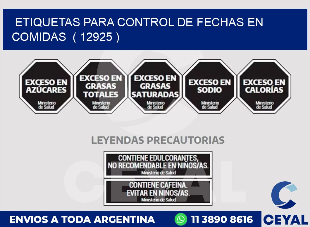 ETIQUETAS PARA CONTROL DE FECHAS EN COMIDAS  ( 12925 )