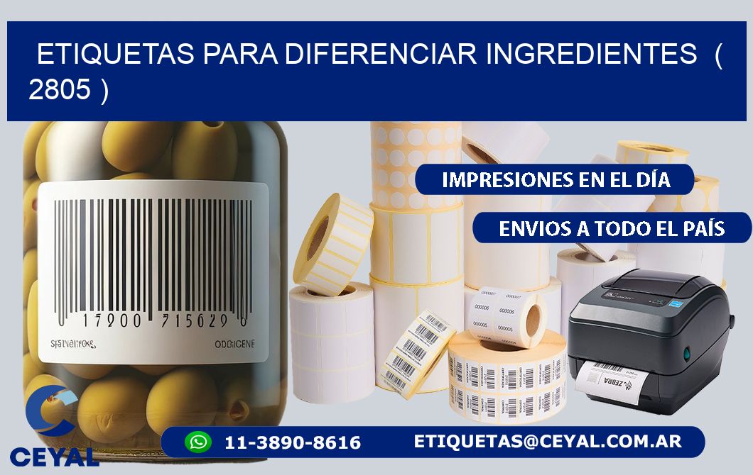 ETIQUETAS PARA DIFERENCIAR INGREDIENTES  ( 2805 )