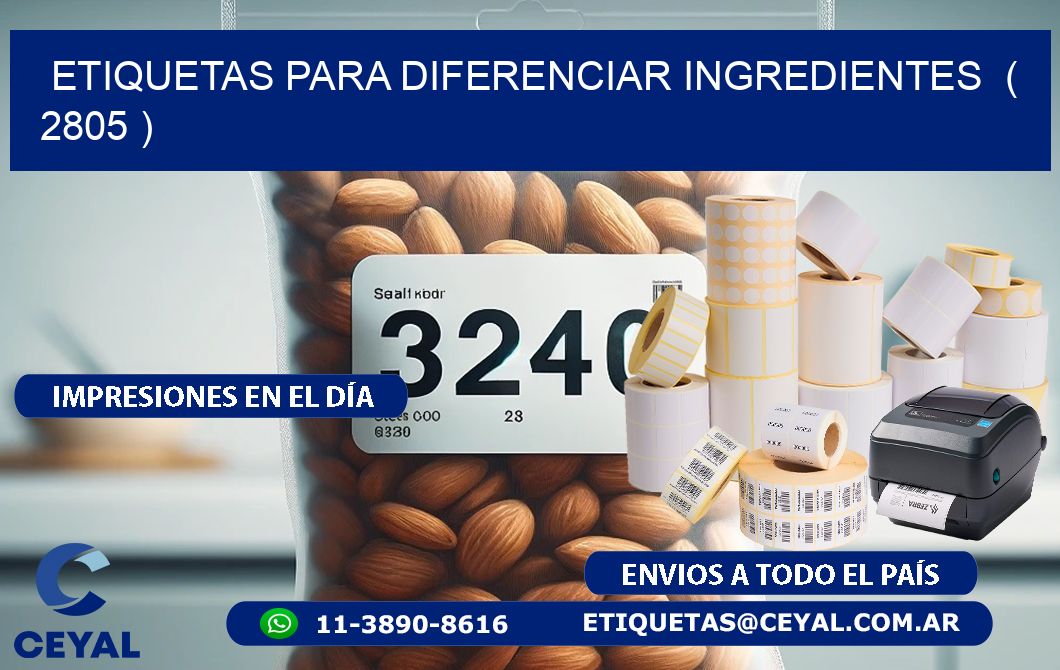 ETIQUETAS PARA DIFERENCIAR INGREDIENTES  ( 2805 )