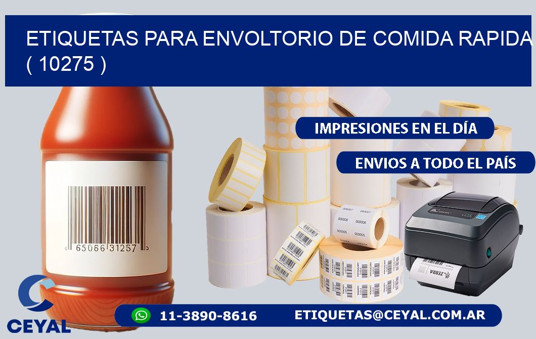 ETIQUETAS PARA ENVOLTORIO DE COMIDA RAPIDA ( 10275 )