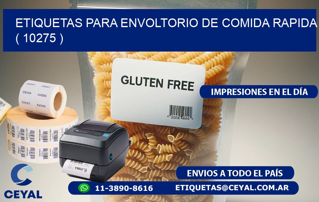 ETIQUETAS PARA ENVOLTORIO DE COMIDA RAPIDA ( 10275 )