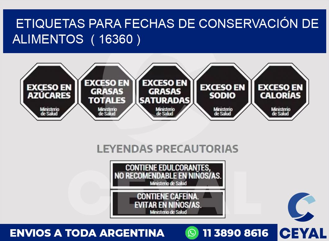 ETIQUETAS PARA FECHAS DE CONSERVACIÓN DE ALIMENTOS ( 16360 )