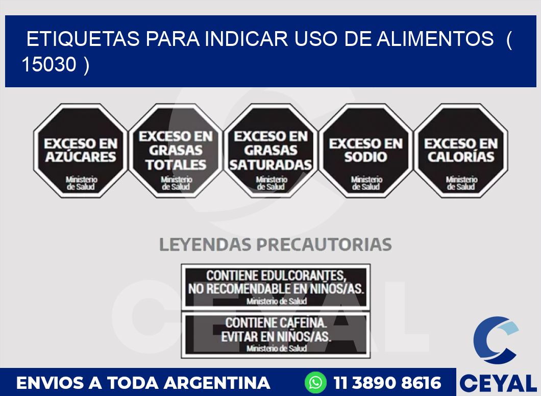 ETIQUETAS PARA INDICAR USO DE ALIMENTOS ( 15030 )