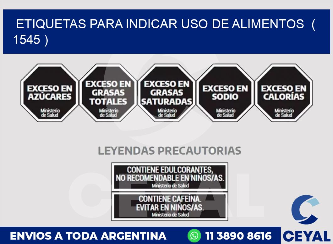 ETIQUETAS PARA INDICAR USO DE ALIMENTOS  ( 1545 )