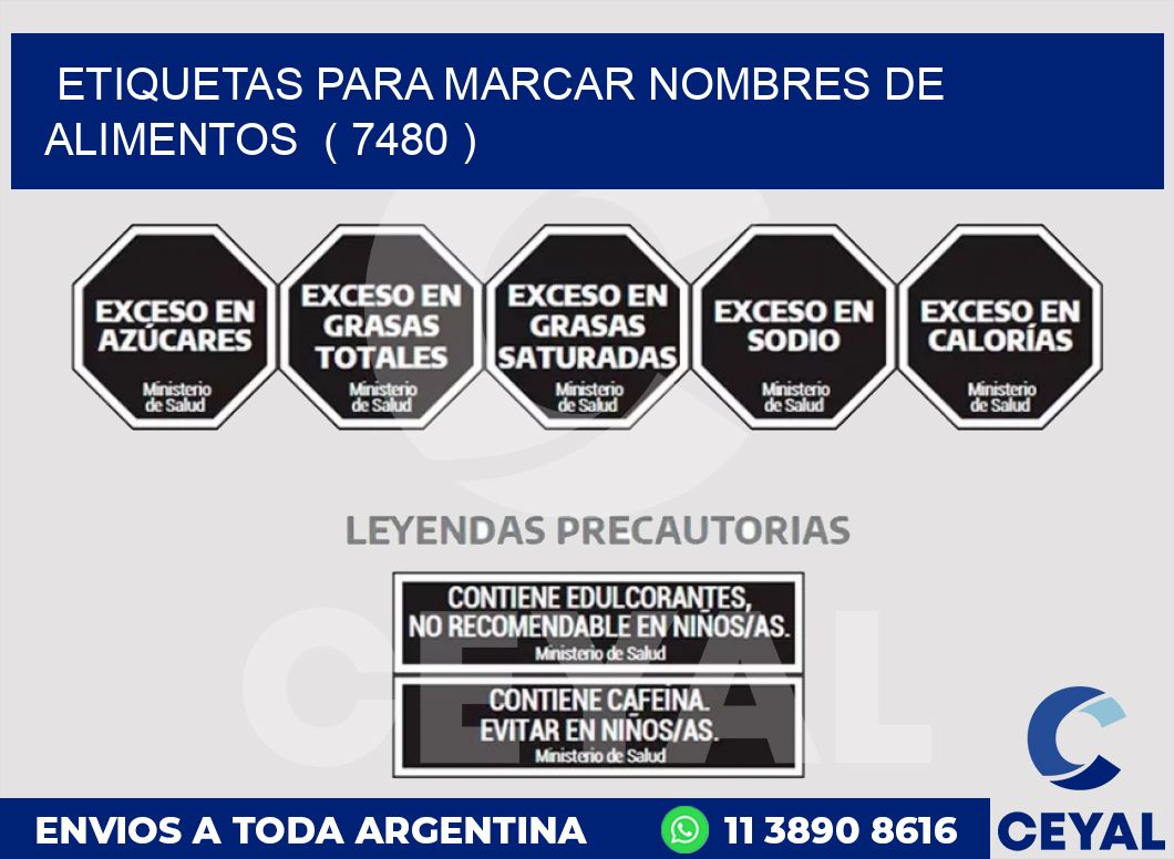 ETIQUETAS PARA MARCAR NOMBRES DE ALIMENTOS ( 7480 )