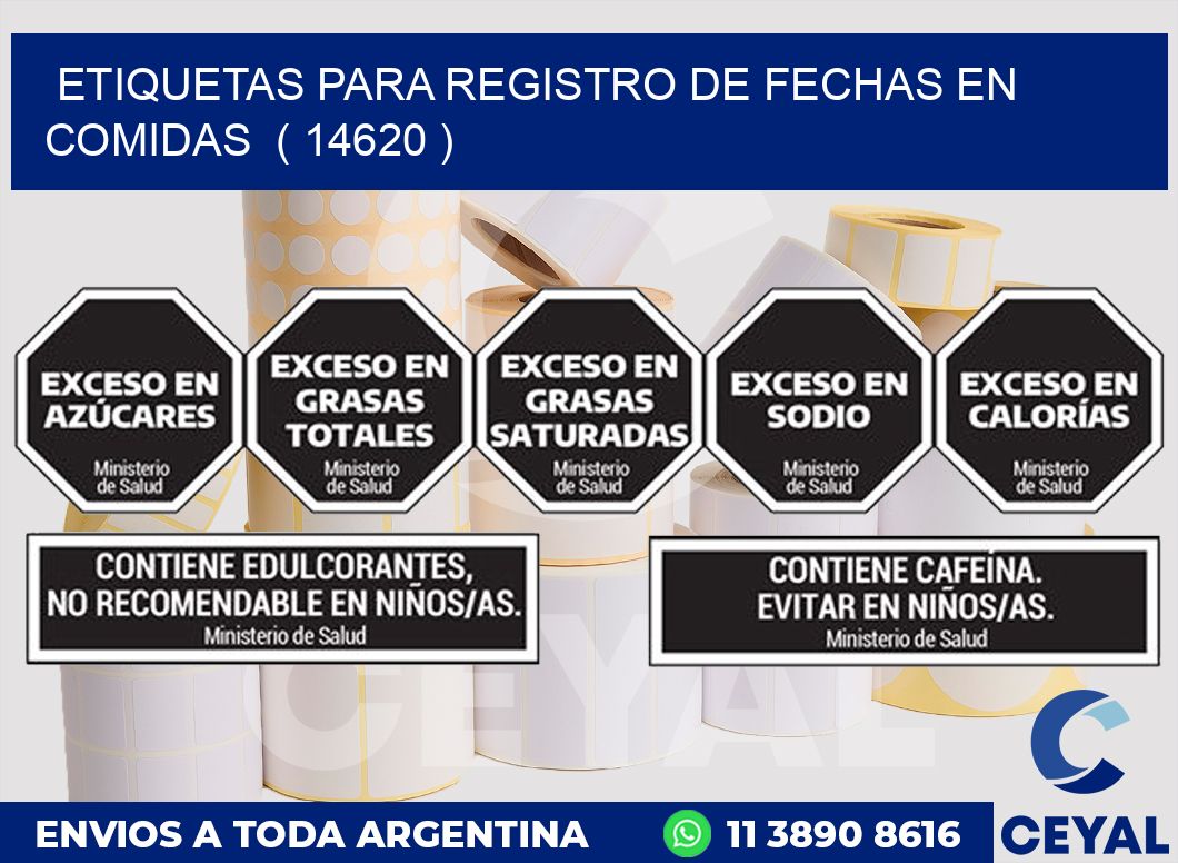 ETIQUETAS PARA REGISTRO DE FECHAS EN COMIDAS ( 14620 )