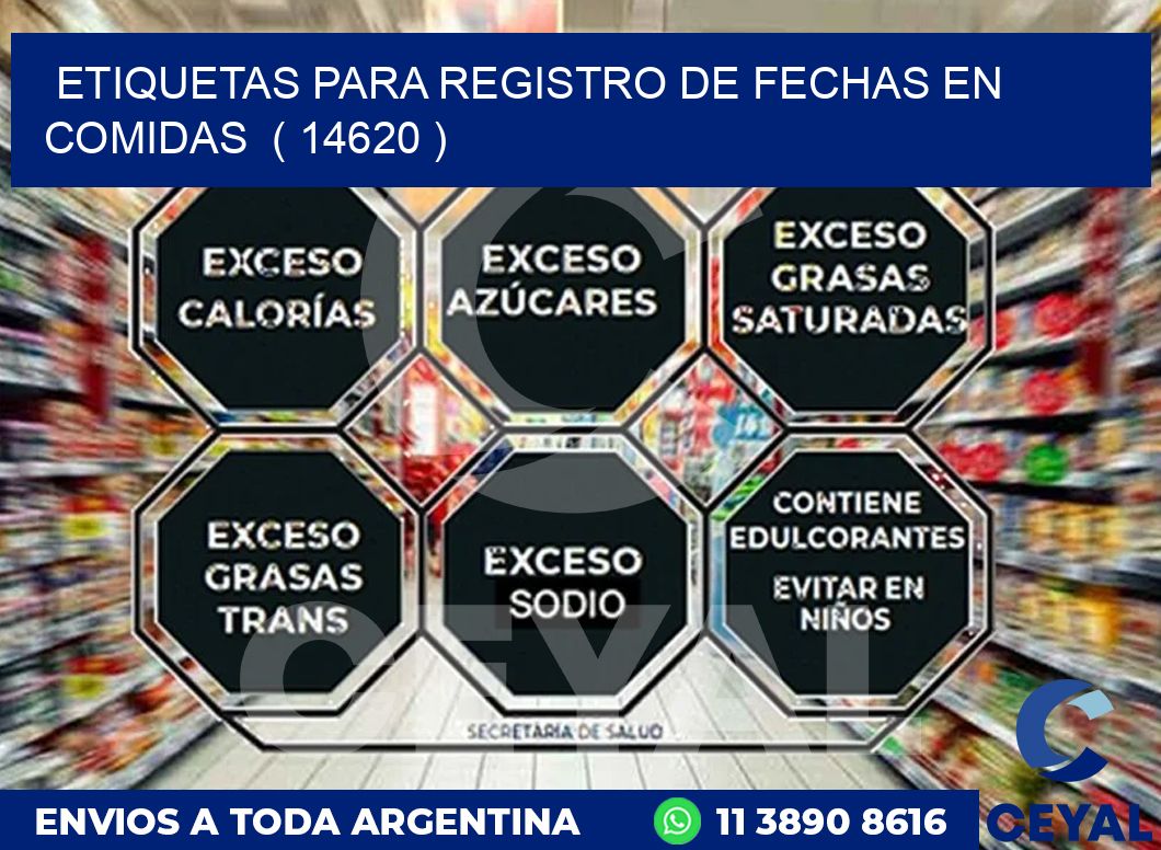ETIQUETAS PARA REGISTRO DE FECHAS EN COMIDAS ( 14620 )