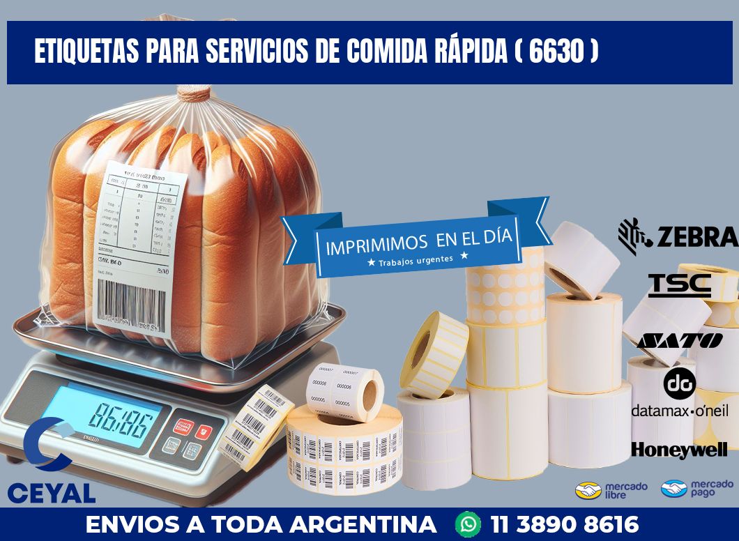 ETIQUETAS PARA SERVICIOS DE COMIDA RÁPIDA ( 6630 )