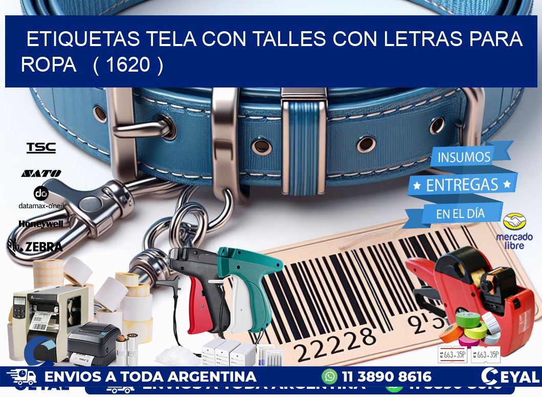 ETIQUETAS TELA CON TALLES CON LETRAS PARA ROPA ( 1620 )