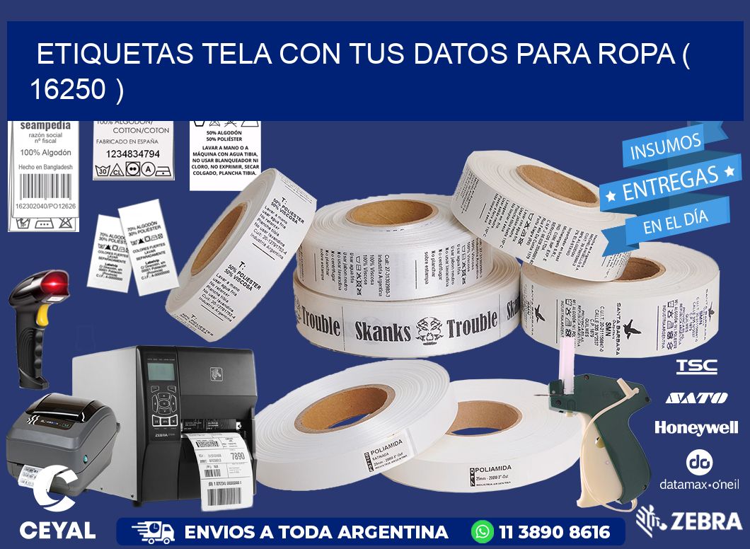 ETIQUETAS TELA CON TUS DATOS PARA ROPA ( 16250 )