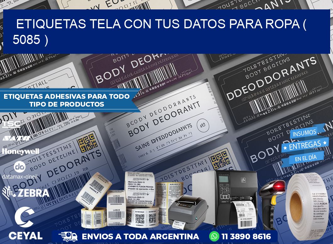 ETIQUETAS TELA CON TUS DATOS PARA ROPA ( 5085 )