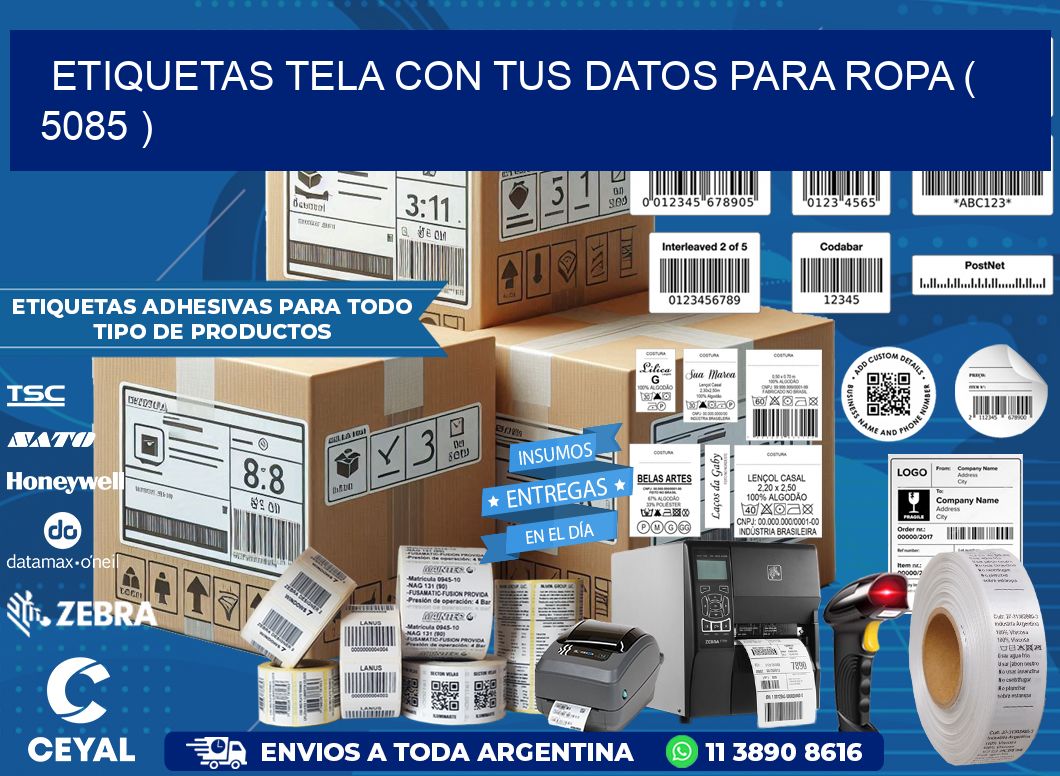 ETIQUETAS TELA CON TUS DATOS PARA ROPA ( 5085 )