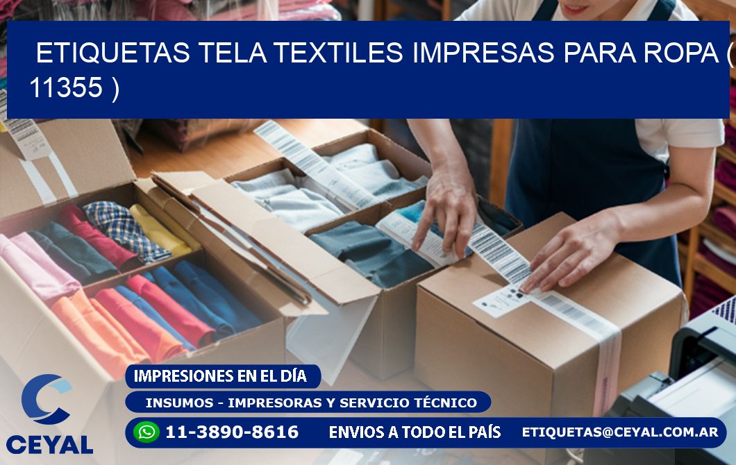 ETIQUETAS TELA TEXTILES IMPRESAS PARA ROPA ( 11355 )