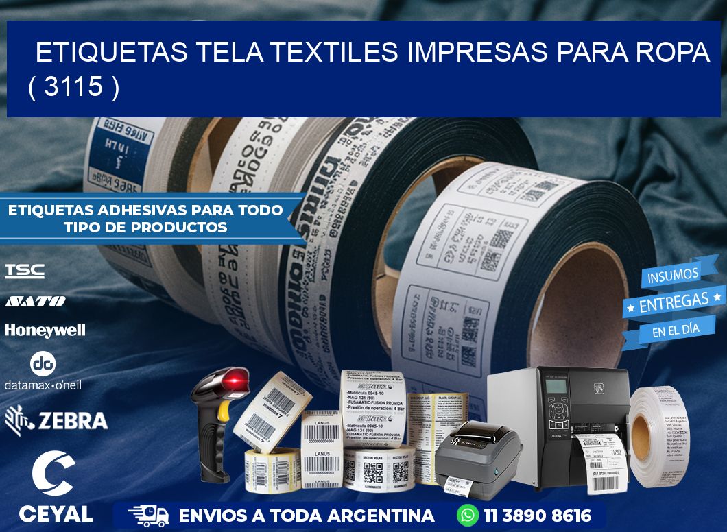 ETIQUETAS TELA TEXTILES IMPRESAS PARA ROPA   ( 3115 )
