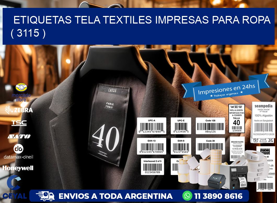 ETIQUETAS TELA TEXTILES IMPRESAS PARA ROPA ( 3115 )