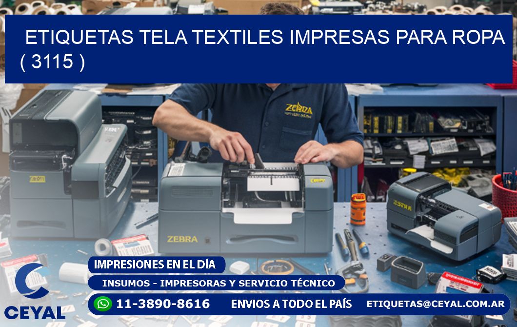 ETIQUETAS TELA TEXTILES IMPRESAS PARA ROPA ( 3115 )