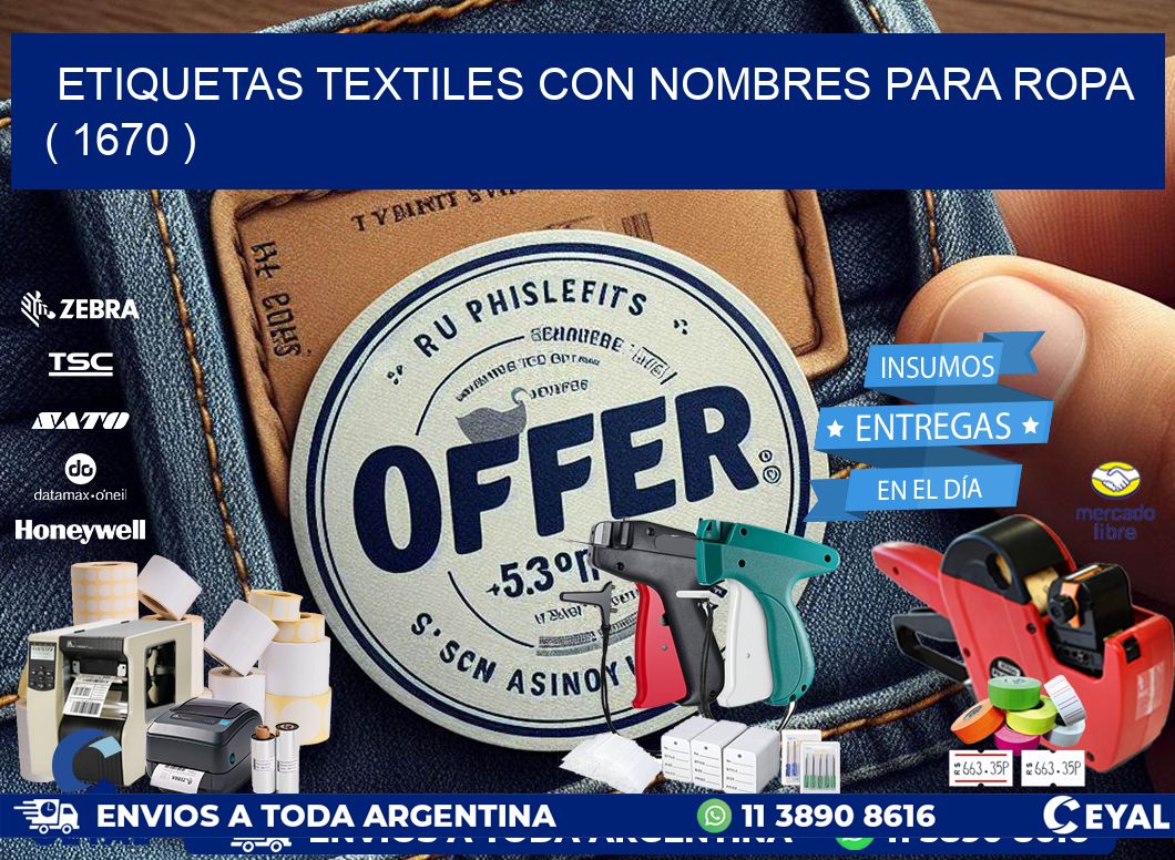 ETIQUETAS TEXTILES CON NOMBRES PARA ROPA ( 1670 )