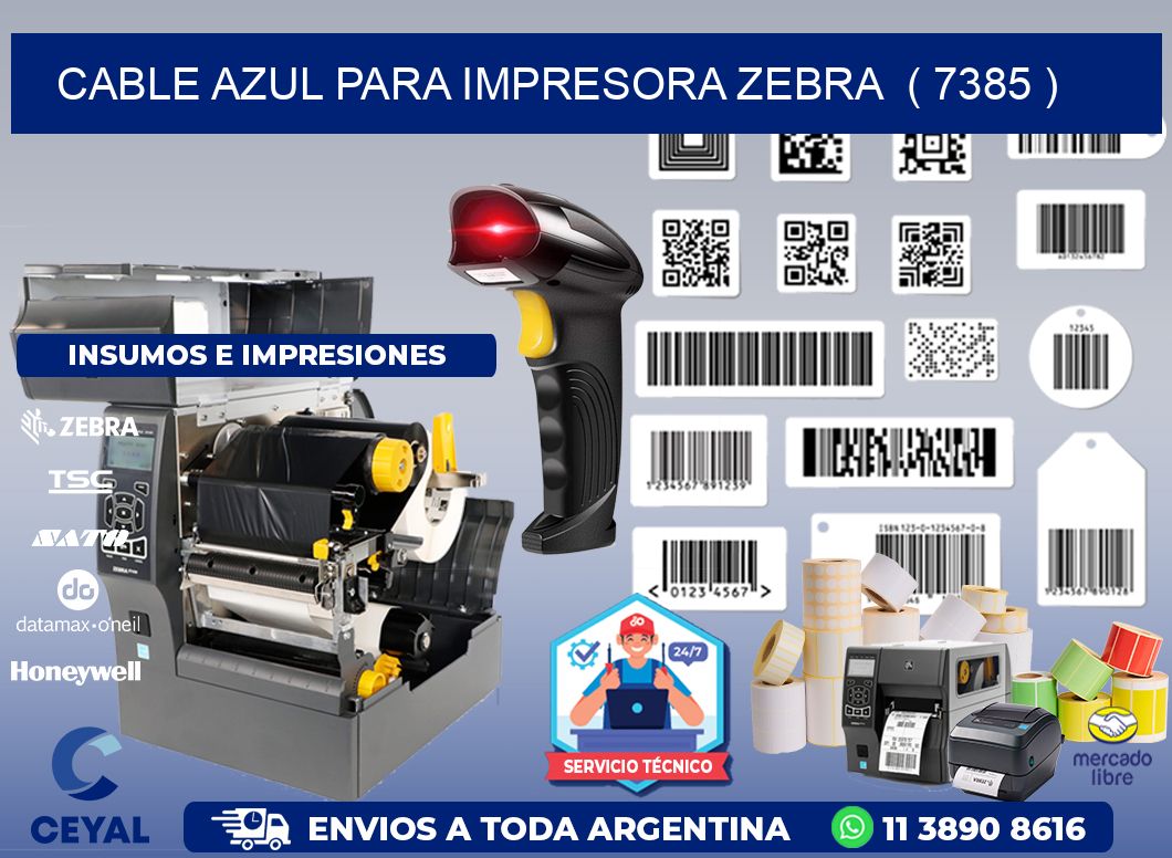 cable azul para impresora zebra ( 7385 )