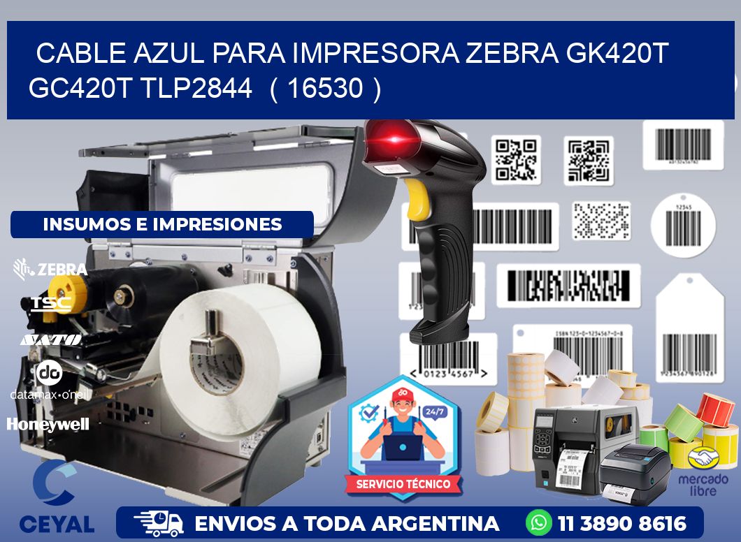 cable azul para impresora zebra GK420T GC420T TLP2844 ( 16530 )