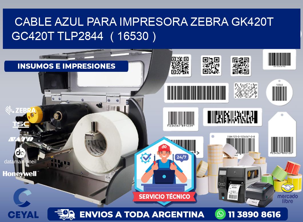 cable azul para impresora zebra GK420T GC420T TLP2844 ( 16530 )