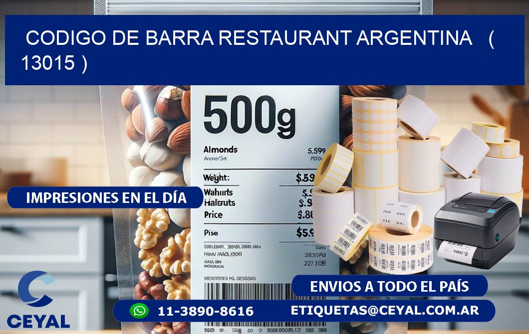 CODIGO DE BARRA RESTAURANT ARGENTINA ( 13015 )