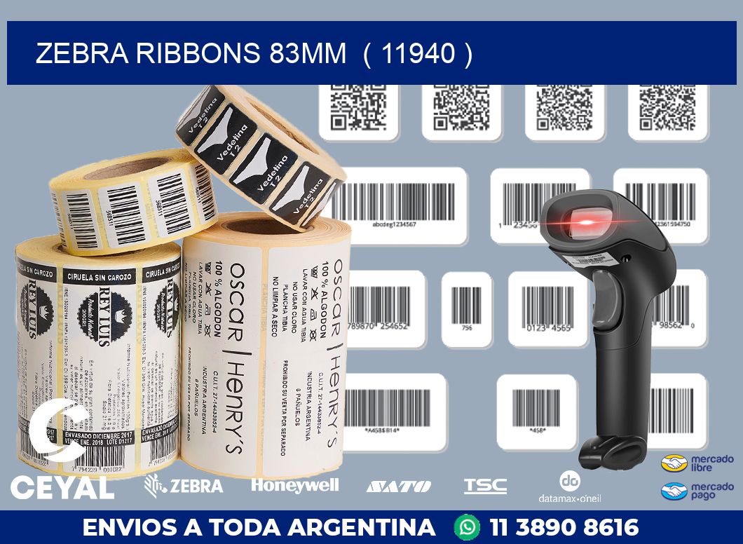 ZEBRA RIBBONS 83MM ( 11940 )