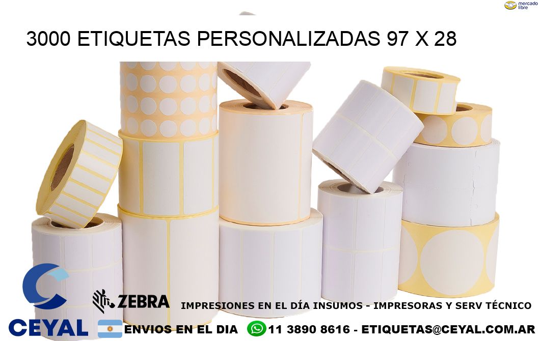 3000 ETIQUETAS PERSONALIZADAS 97 x 28
