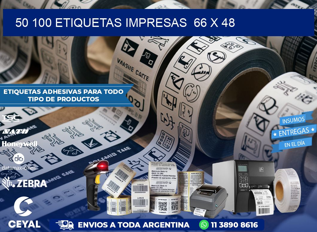 50 100 ETIQUETAS IMPRESAS 66 x 48