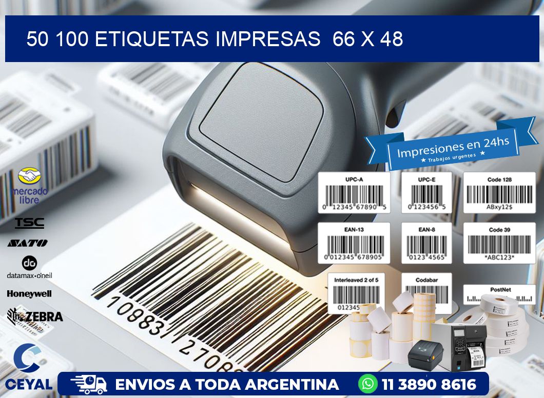 50 100 ETIQUETAS IMPRESAS 66 x 48