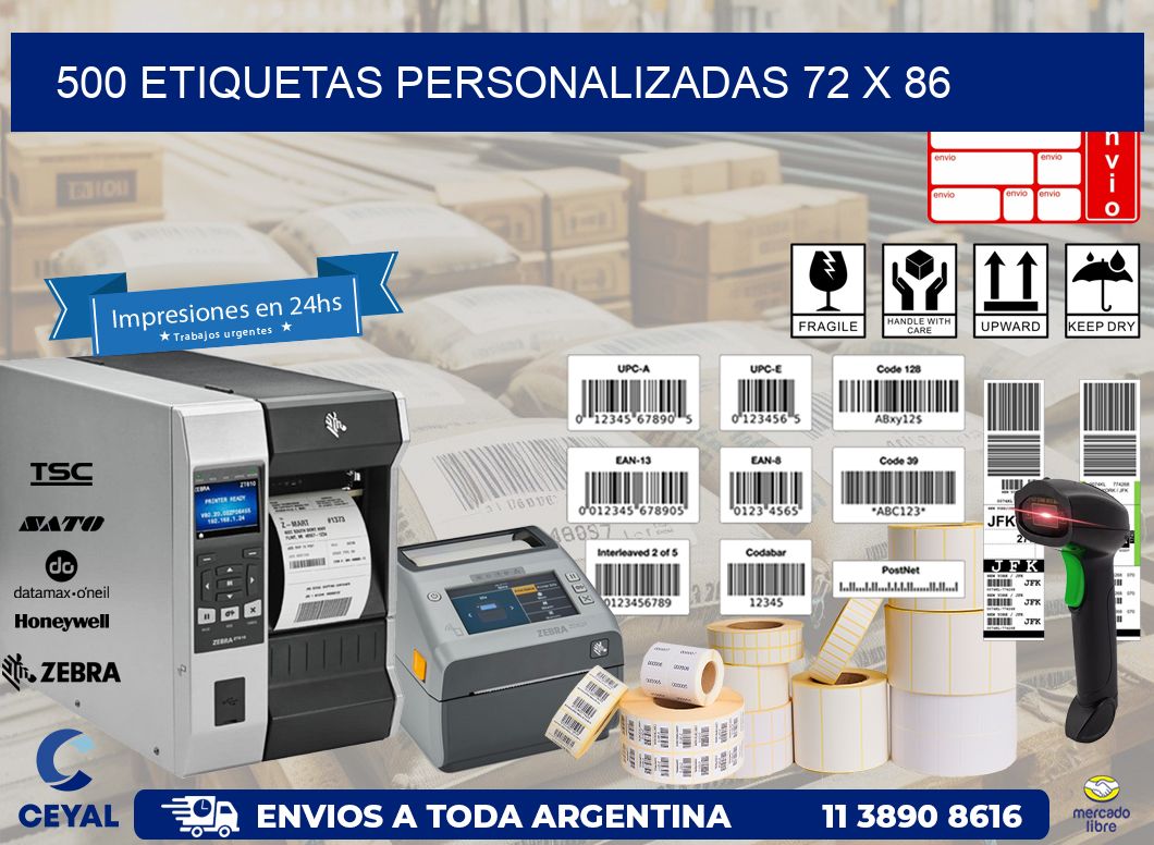 500 ETIQUETAS PERSONALIZADAS 72 x 86