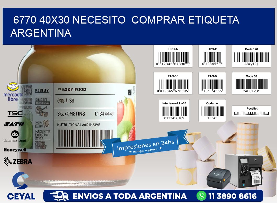 6770 40X30 NECESITO COMPRAR ETIQUETA ARGENTINA