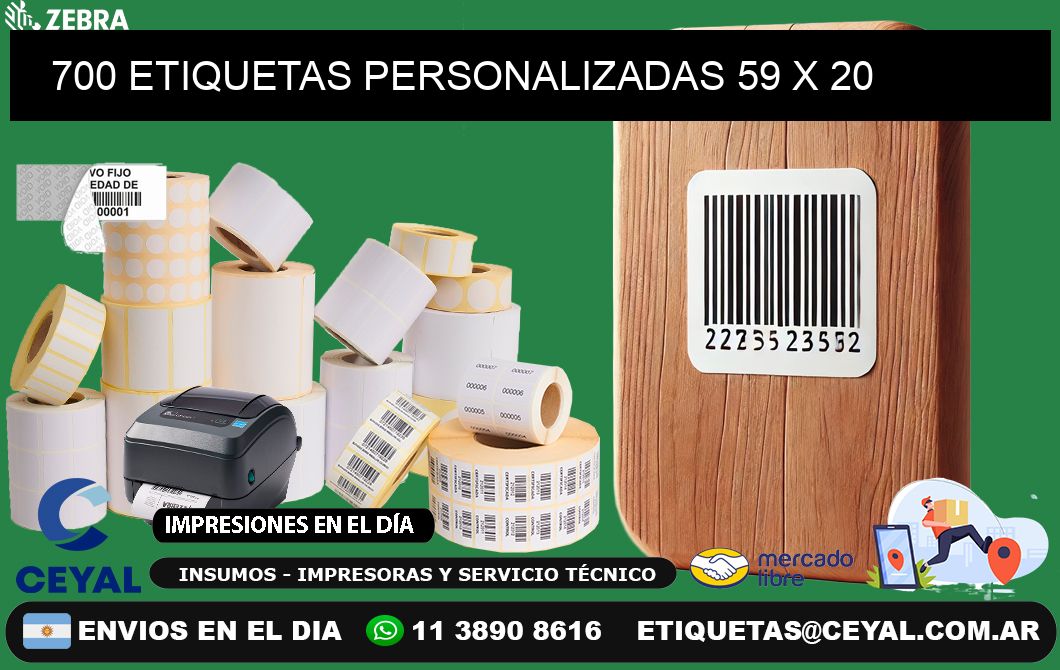 700 ETIQUETAS PERSONALIZADAS 59 x 20