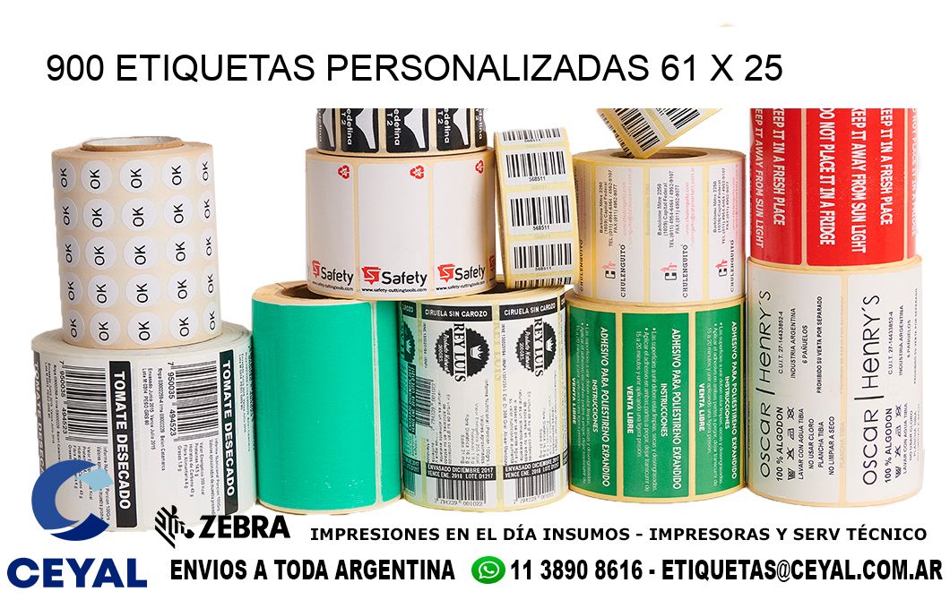 900 ETIQUETAS PERSONALIZADAS 61 x 25