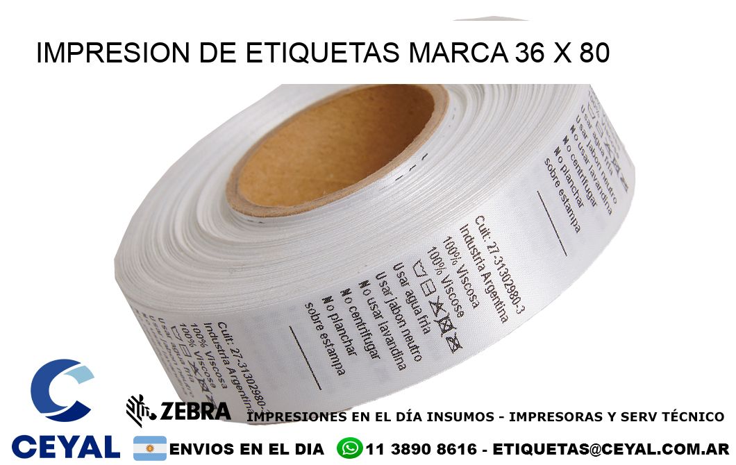 IMPRESION DE ETIQUETAS MARCA 36 x 80
