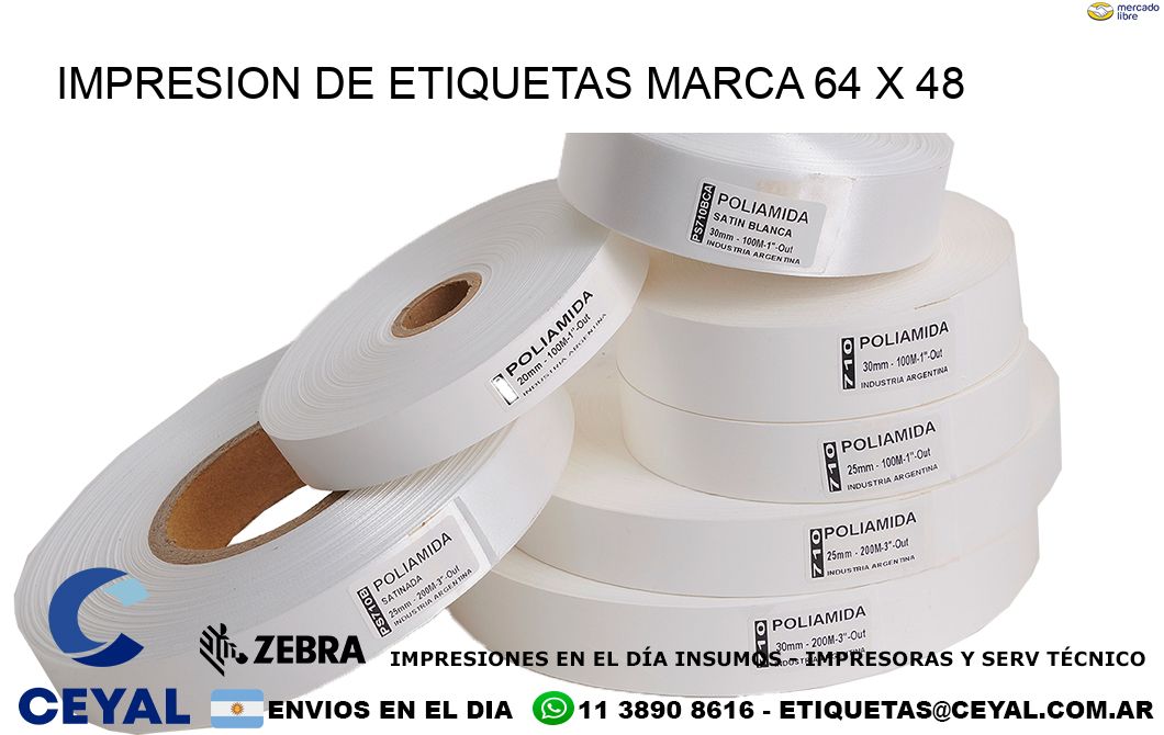 IMPRESION DE ETIQUETAS MARCA 64 x 48