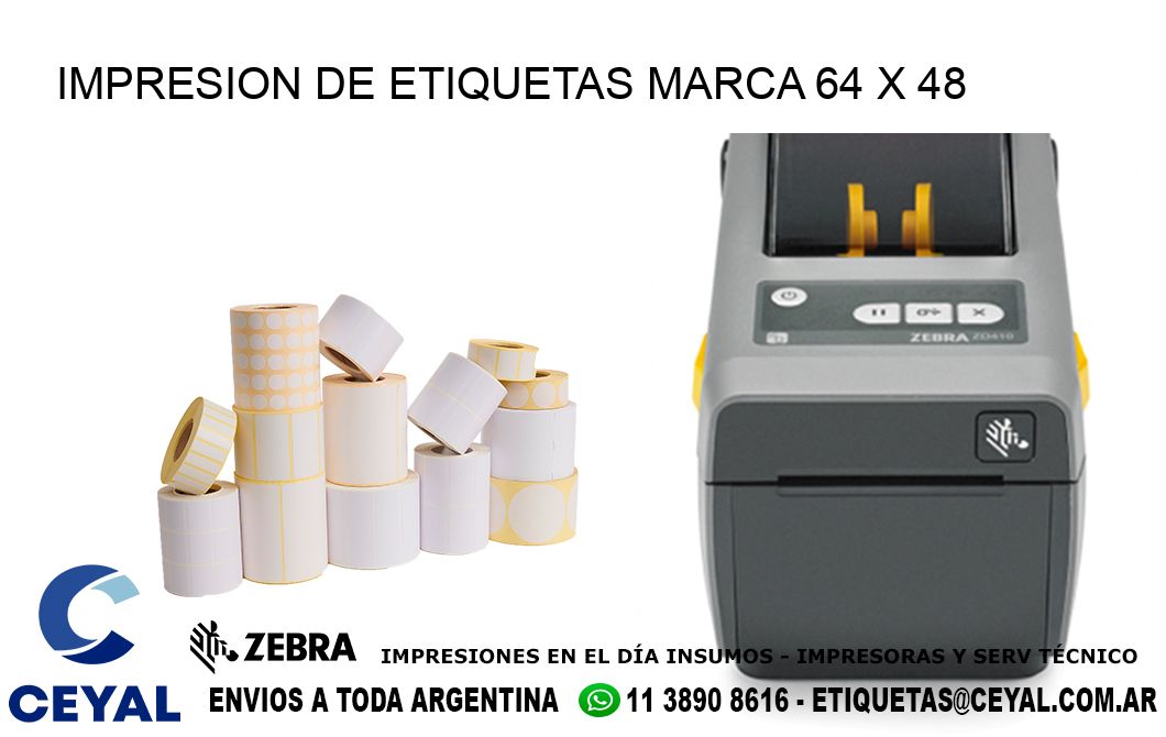 IMPRESION DE ETIQUETAS MARCA 64 x 48
