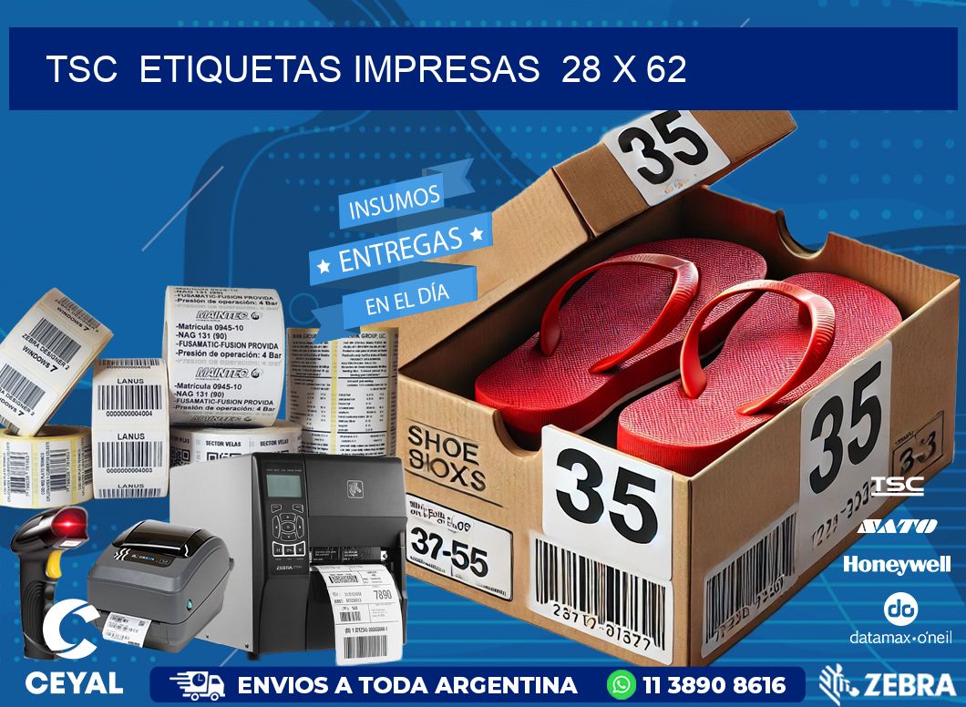 TSC ETIQUETAS IMPRESAS 28 x 62