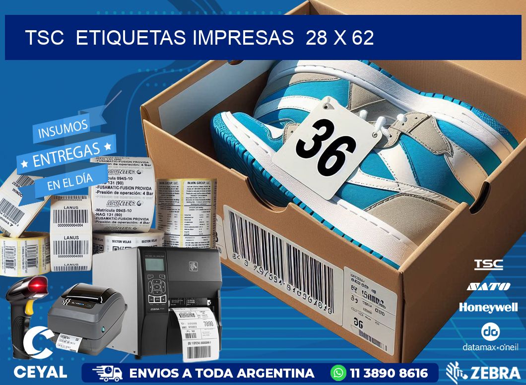 TSC ETIQUETAS IMPRESAS 28 x 62