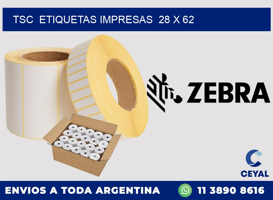 TSC ETIQUETAS IMPRESAS 28 x 62