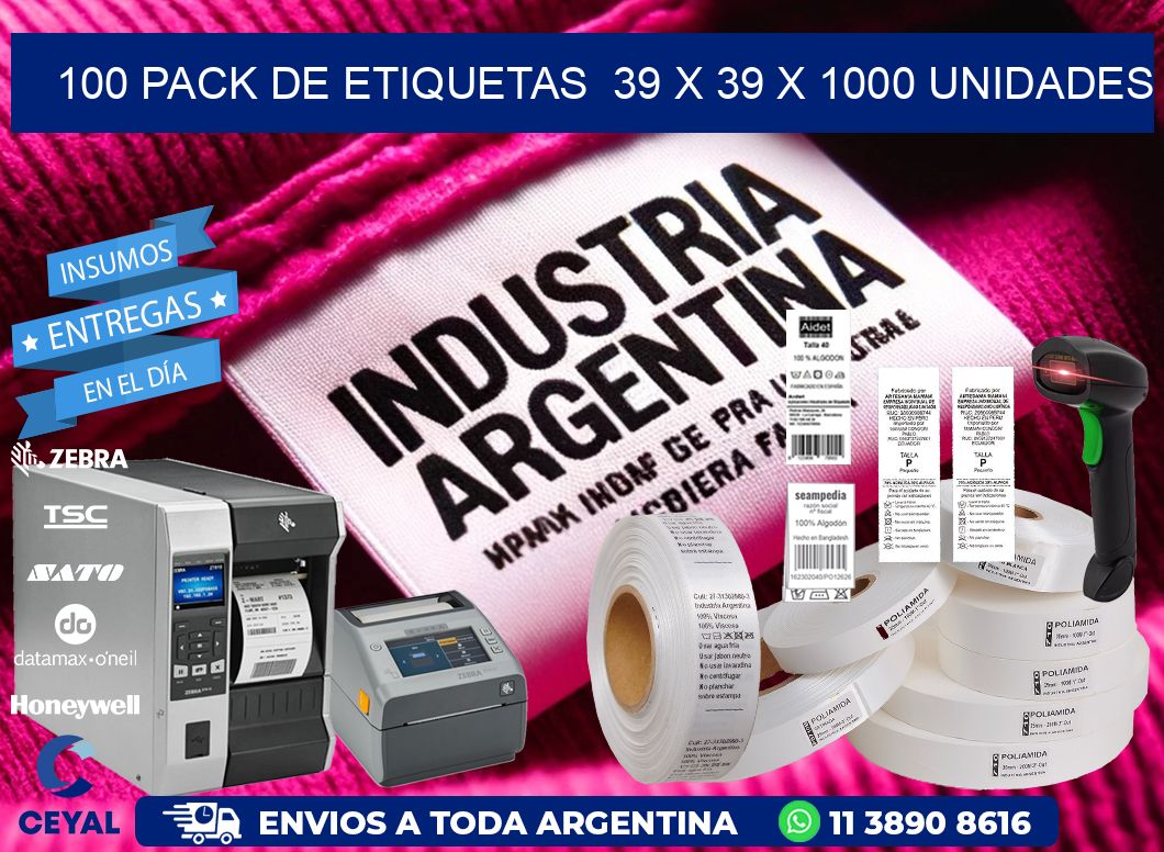 100 PACK DE ETIQUETAS 39 x 39 X 1000 UNIDADES