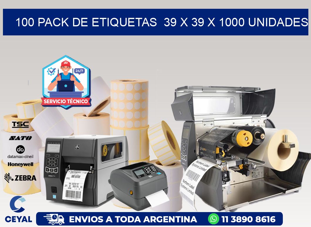 100 PACK DE ETIQUETAS 39 x 39 X 1000 UNIDADES