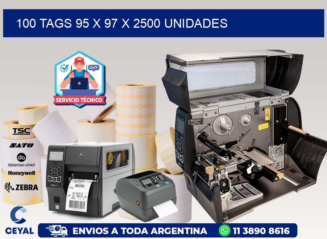 100 TAGS 95 x 97 X 2500 UNIDADES