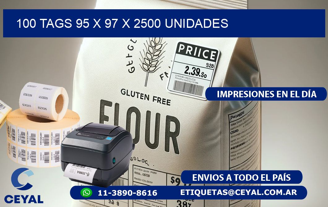 100 TAGS 95 x 97 X 2500 UNIDADES