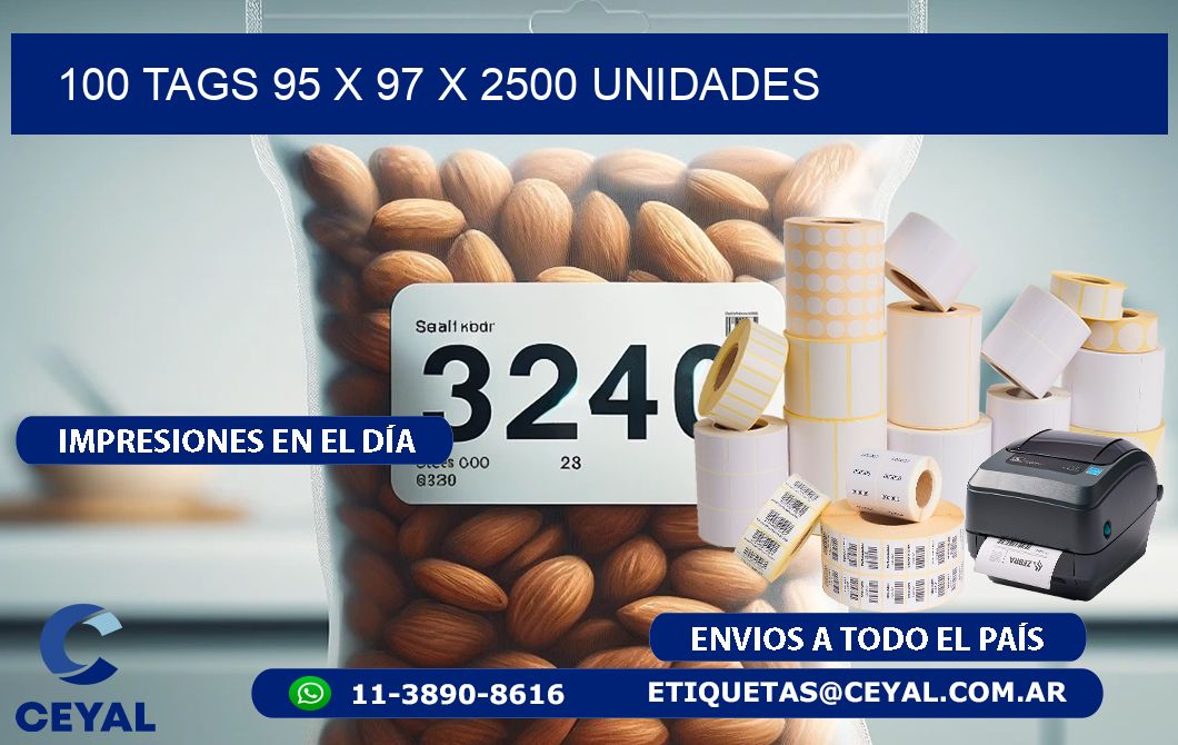 100 TAGS 95 x 97 X 2500 UNIDADES